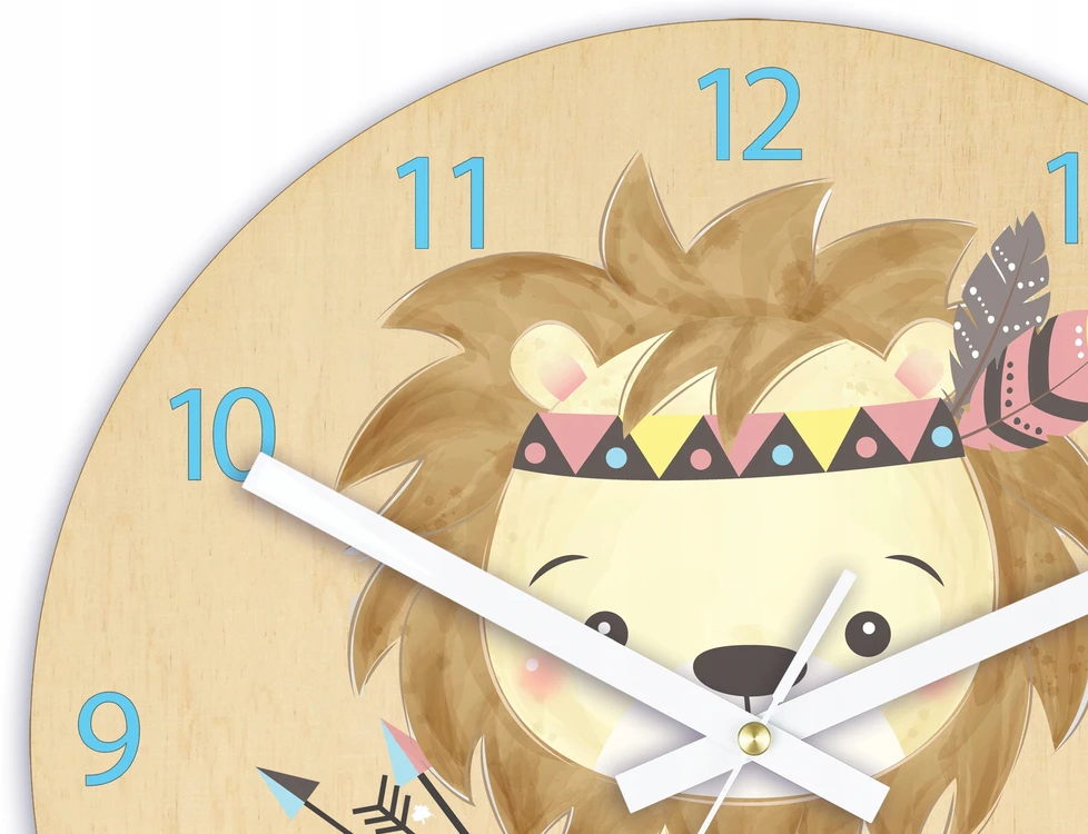 Modernclock Lew sieninis laikrodis vaikų kambariui modern LewIndianin