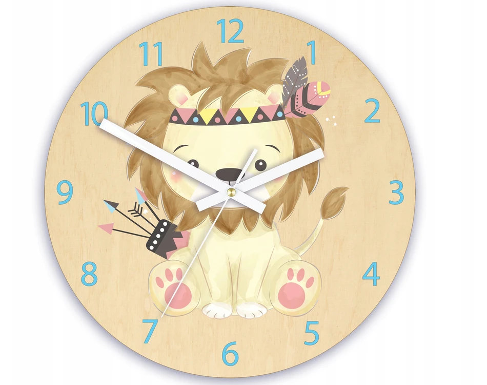 Modernclock Lew sieninis laikrodis vaikų kambariui modern LewIndianin
