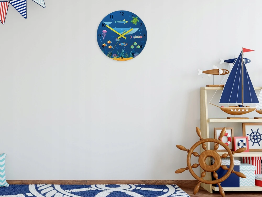 Modernclock Vaikiškas sieninis laikrodis Animals of the ocean