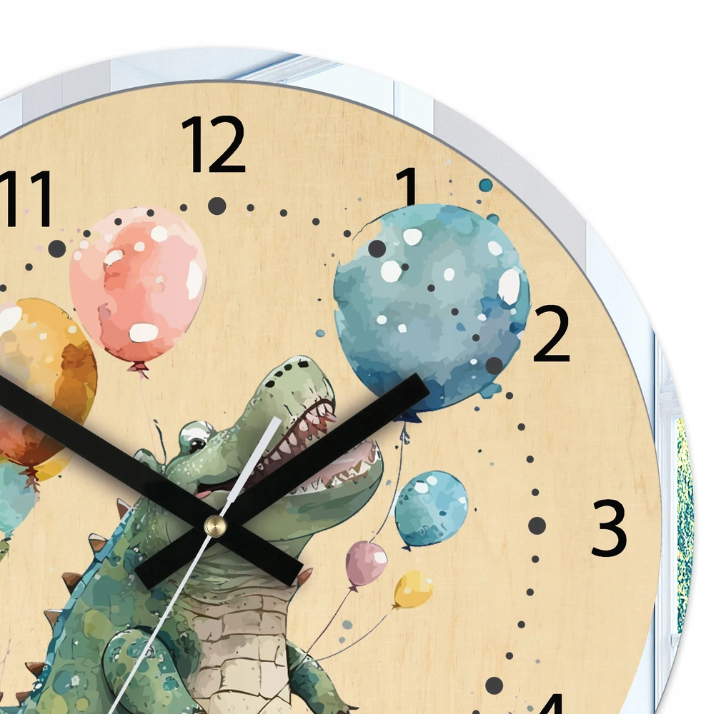 Modernclock Vaikiškas sieninis laikrodis Krokodilas 30cm - tylus mechanizmas