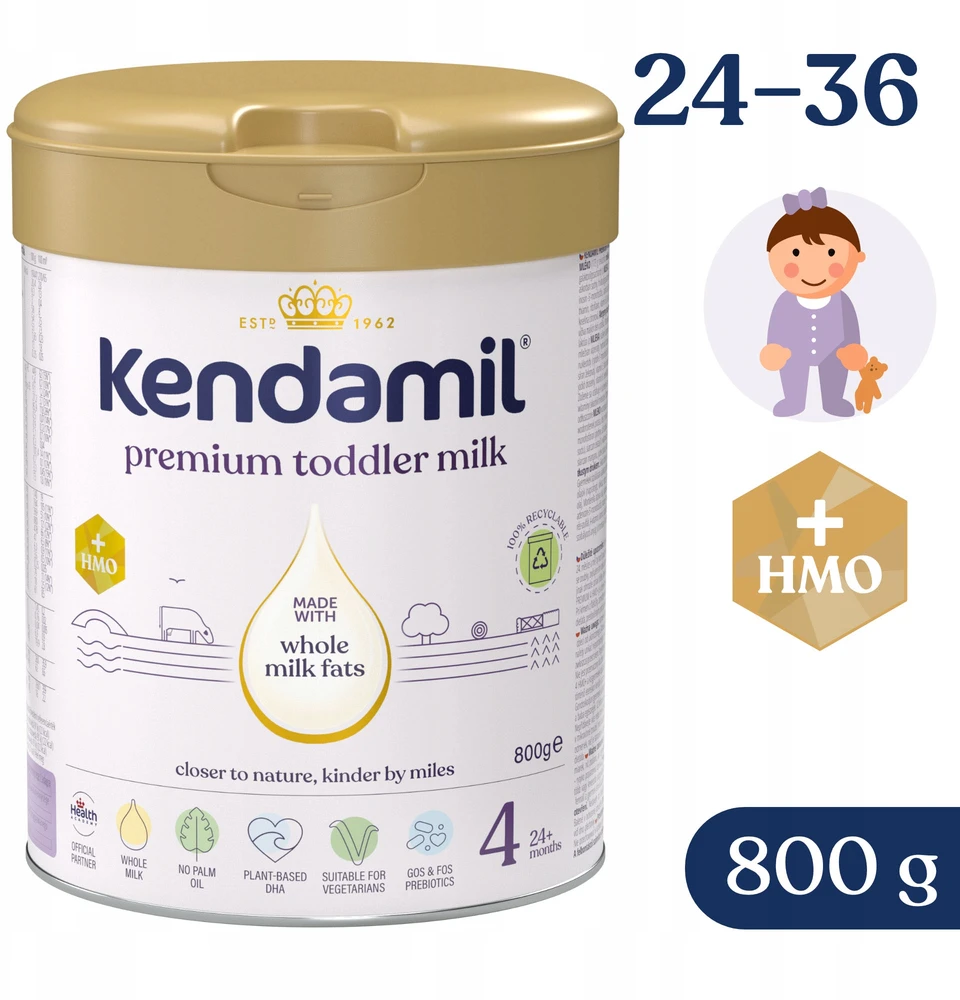 Modifikuotas pienas Junior Kendamil 4 800g Be žuvų taukų HMO