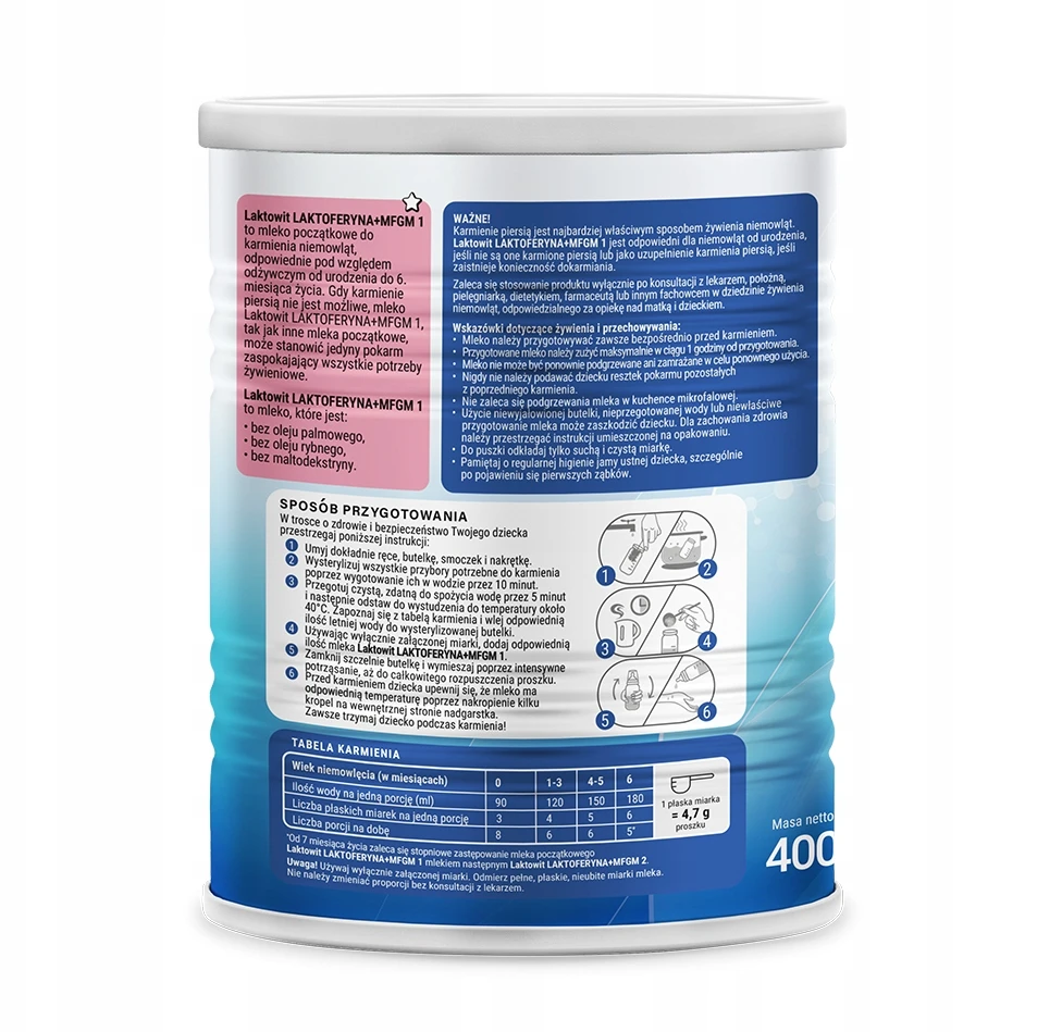 Modifikuotas pienas Laktowit 1 LACTOFERRINA + MFGM Pradinis 0-6 m 400g