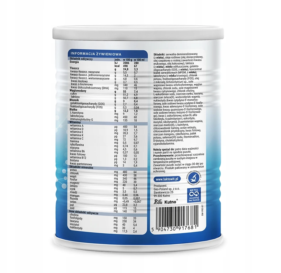 Modifikuotas pienas Laktowit 1 LACTOFERRINA + MFGM Pradinis 0-6 m 400g