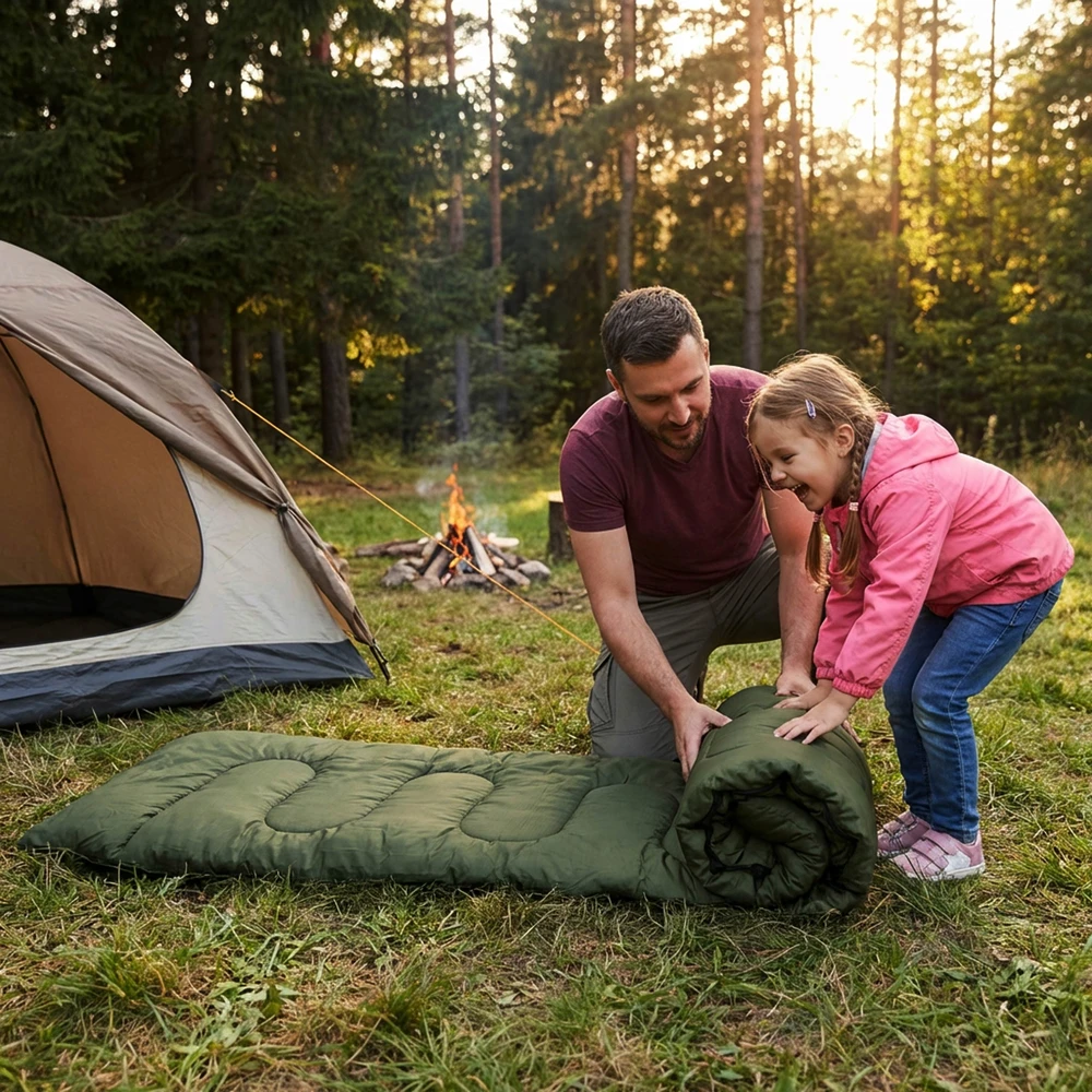 Modus Lengvas turistinis miegmaišis, mumija, šiltas, didelis užvalkalas, gobtuvas, antklodė 2 viename