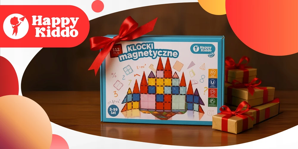 Mokomieji kūrybiniai magnetiniai konstrukciniai blokeliai 3D 112 vnt. Happy Kiddo