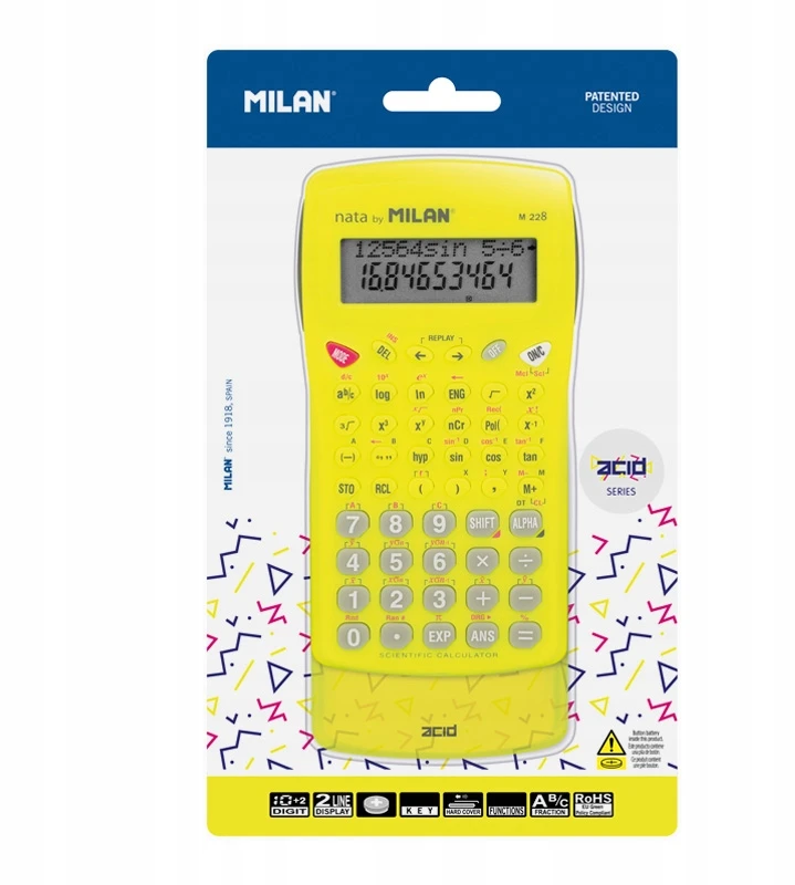 Mokslinis skaičiuotuvas Milan M228 Acid geltonas fluo
