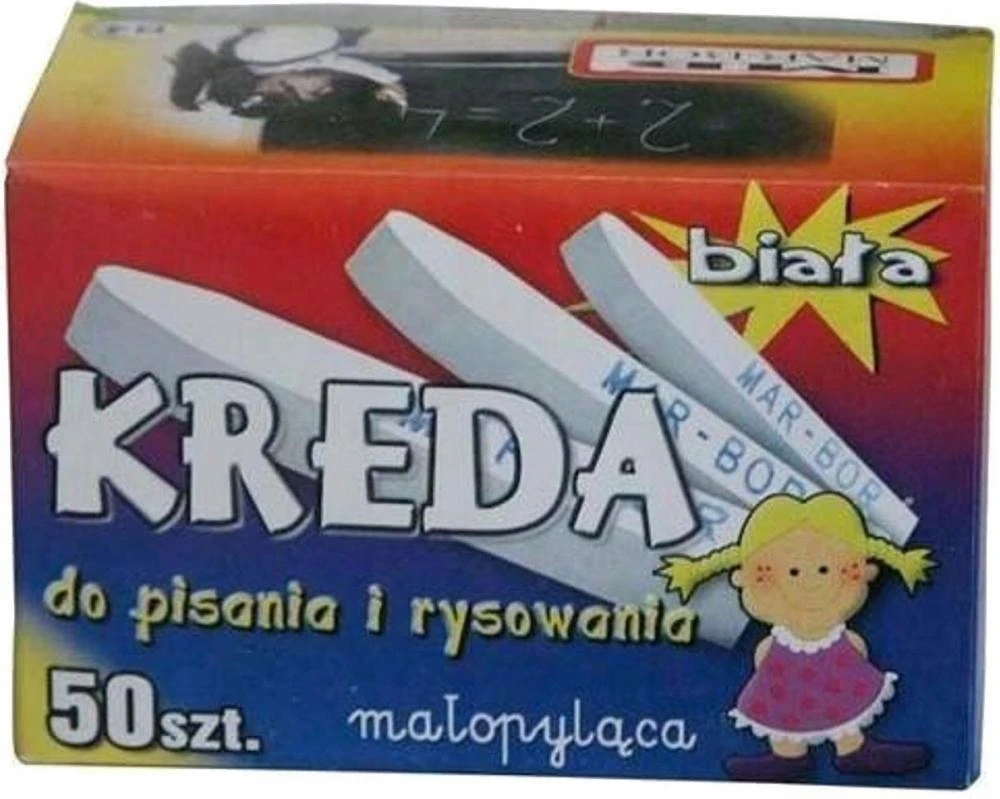 Mokyklinė kreida Mar-Bor, balta, 50 vnt.