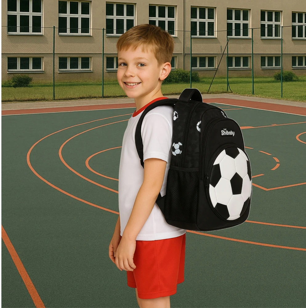 Mokyklinė kuprinė berniukams Imiti su futbolo motyvu, 17 l, 40 × 29 cm