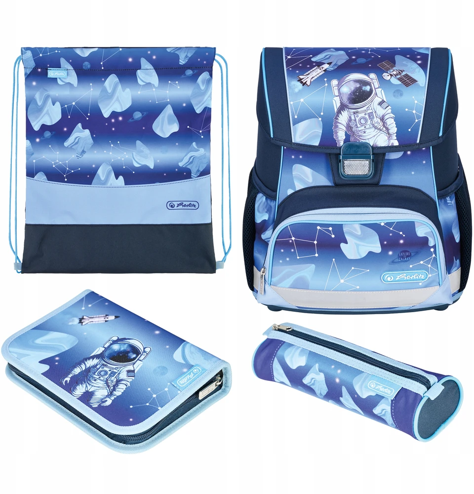Mokyklinė kuprinė Herlitz Loop Cosmic Explorer su priedais, mėlyna