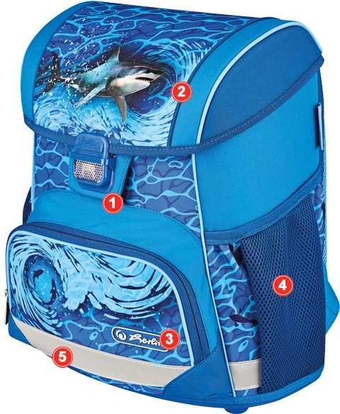 Mokyklinė kuprinė Herlitz Loop Mėlyna Shark, 16 l