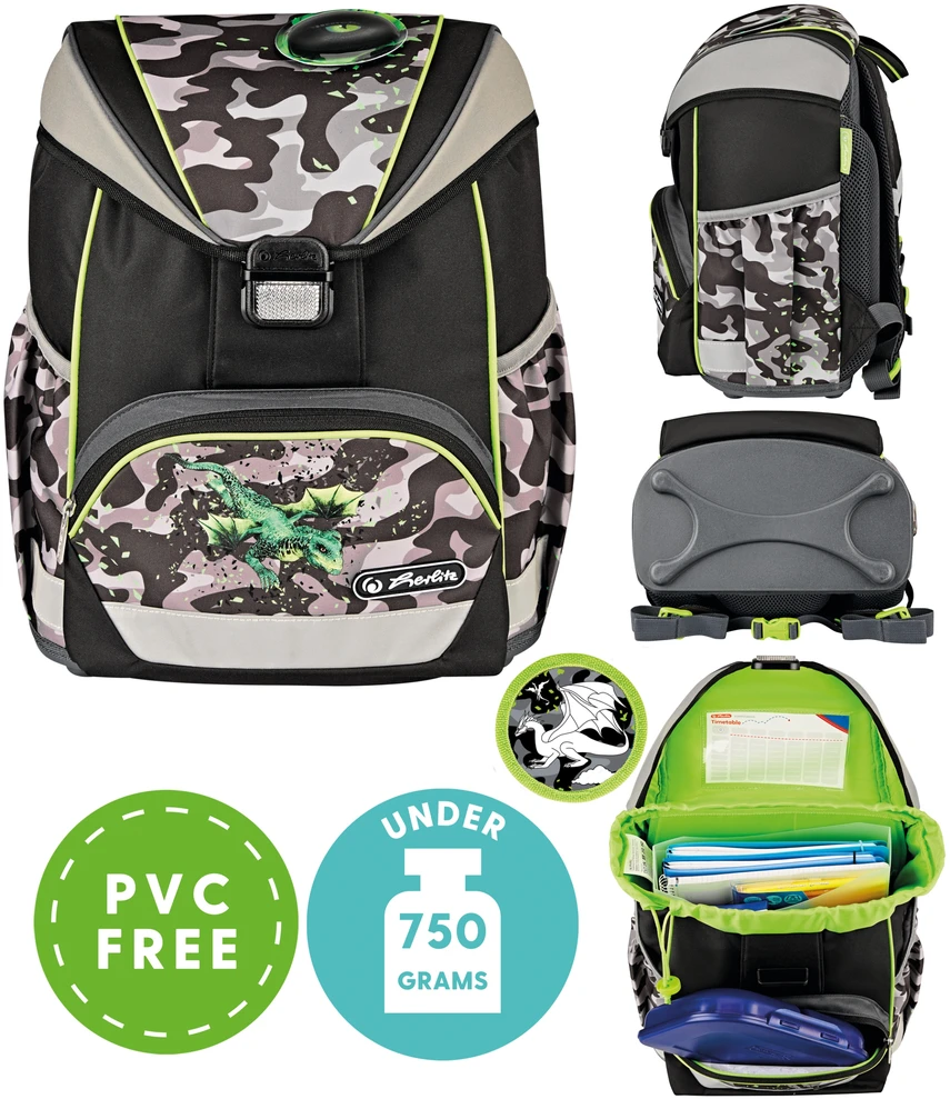 Mokyklinė kuprinė Herlitz Ultralight Plus Camo Dragon, 15 l