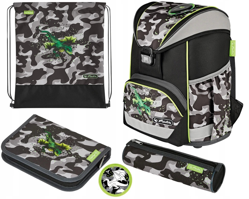 Mokyklinė kuprinė Herlitz Ultralight Plus Camo Dragon, 15 l