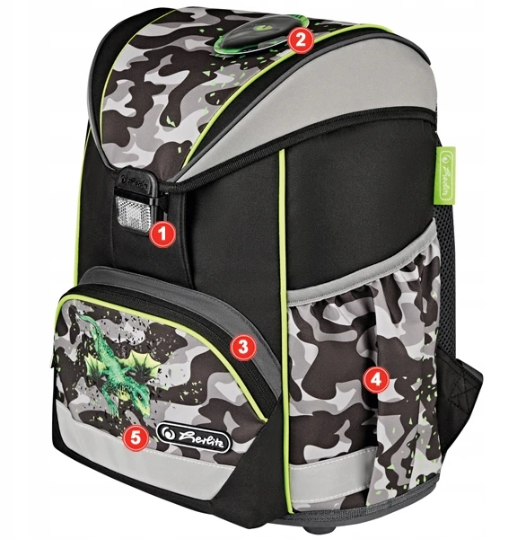Mokyklinė kuprinė Herlitz Ultralight Plus Camo Dragon, 15 l