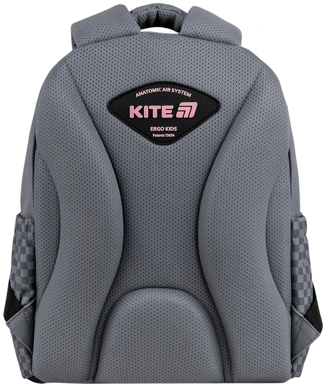 Mokyklinė kuprinė mergaitėms 6-10 m. pilka su nuimamomis aplikacijomis Kite