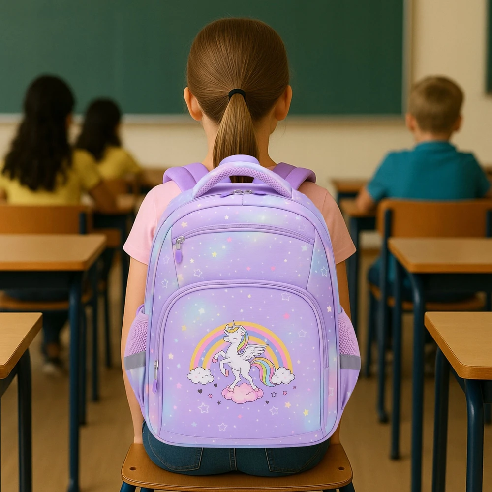 Mokyklinė kuprinė mergaitėms Imiti su undinėlės motyvu, 17 l, violetinė
