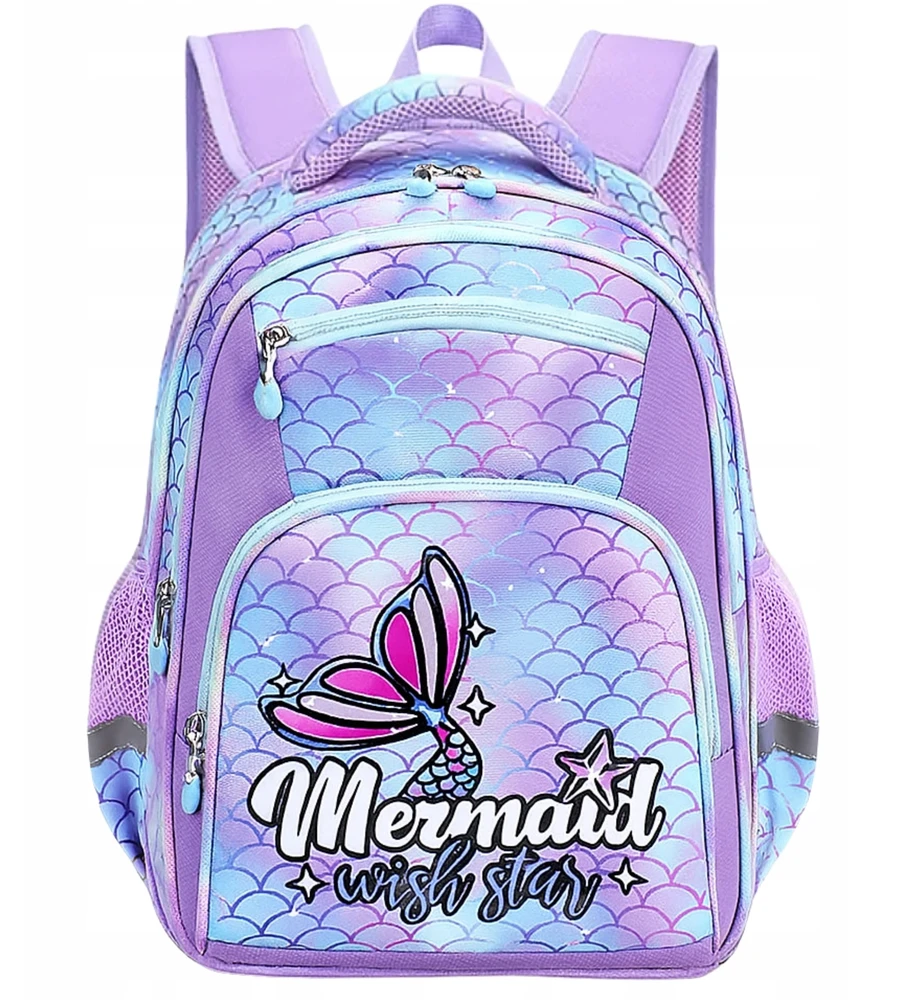 Mokyklinė kuprinė mergaitėms Imiti Undinėlė, 17 l, 40 × 30 cm, violetinė