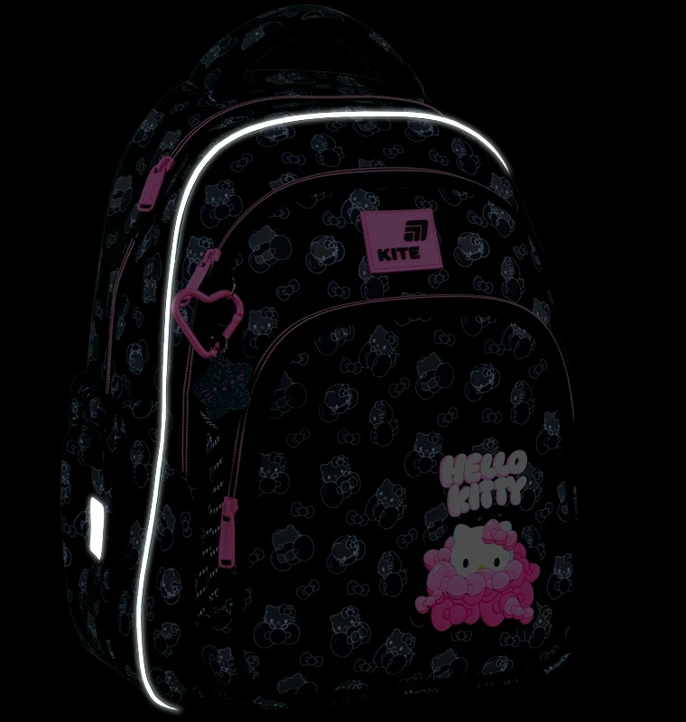 Mokyklinė kuprinė ortopedyczny juoda dziewczęcy 9-12 lat Hello Kitty Kite