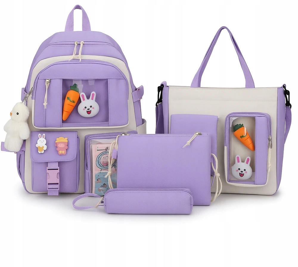Mokyklinis krepšys K&M 4in1, violetinės spalvos