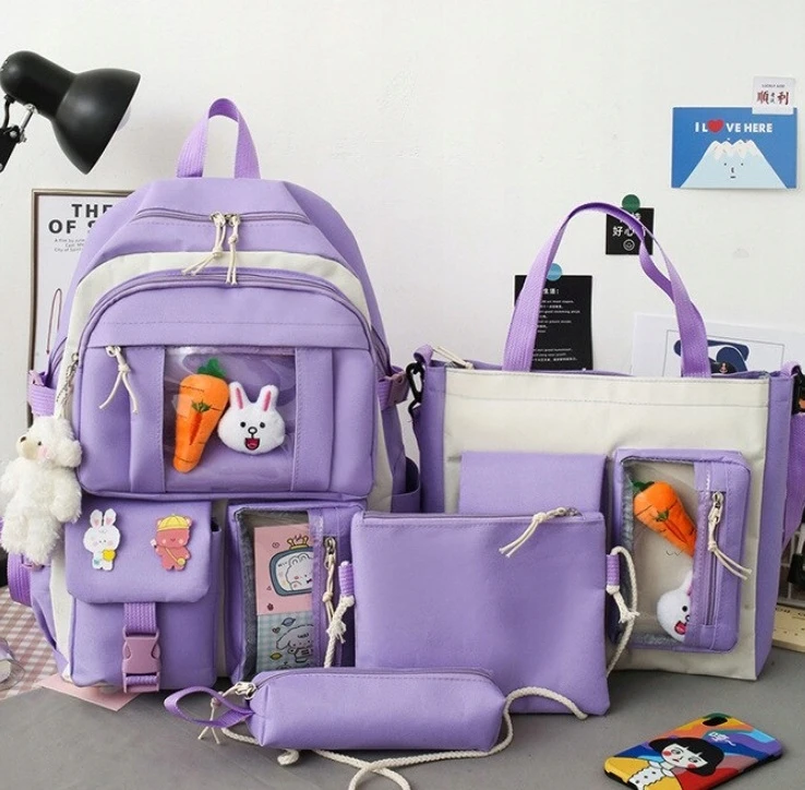 Mokyklinis krepšys K&M 4in1, violetinės spalvos