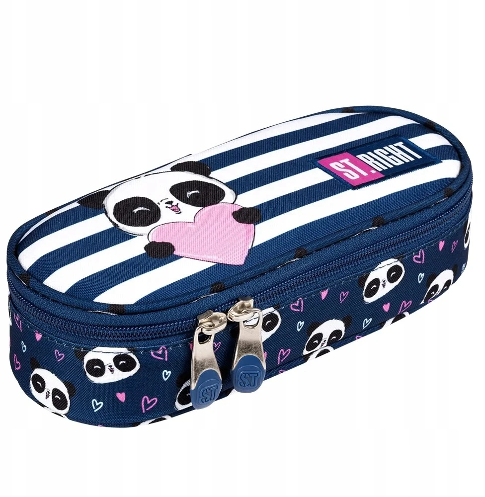 Mokyklinis pieštukų dėklas St.Right Love Panda, mėlynas