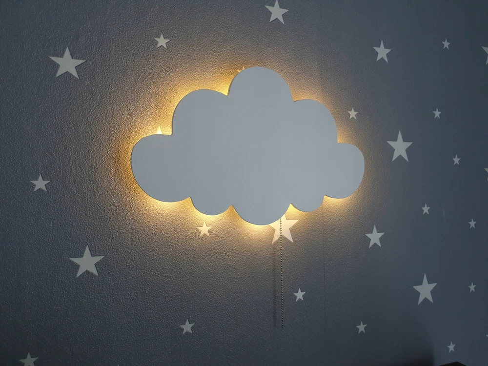 Moliland Lampka nocna do pokoju dziecka chmurka na baterie wisząca dla dziecka