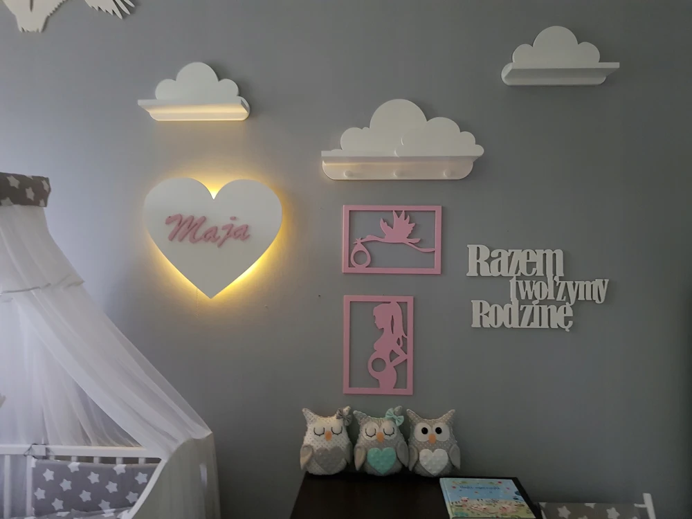 Moliland Lampka nocna serce su imieniem LED na baterie serduszko lampeczka ścienna