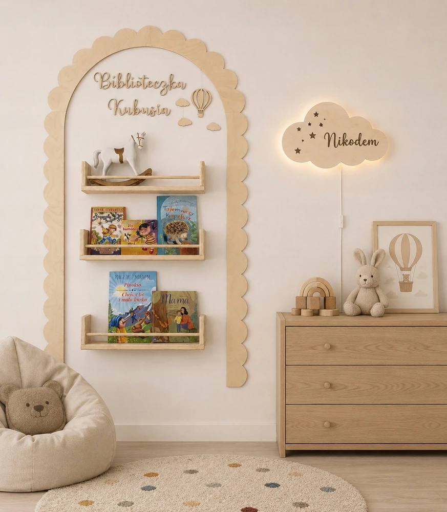 Moliland Lampka wisząca, dekoracyjna LED – naturalne drewno personalizowana