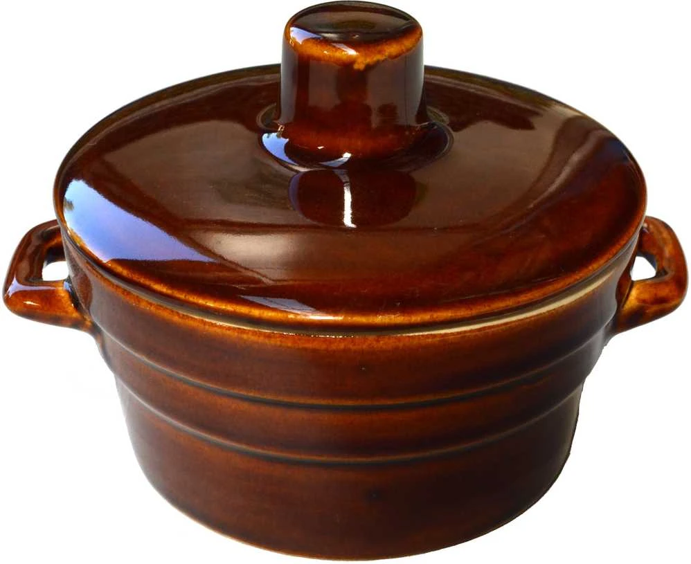 Molinis puodas su dangčiu Krystynka 12x13x6cm/0.3L rudas