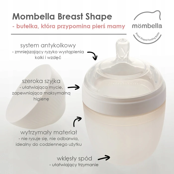 Mombella Buteliukas nuo pilvo dieglių naujagimiams Ivory Silicone 120ml