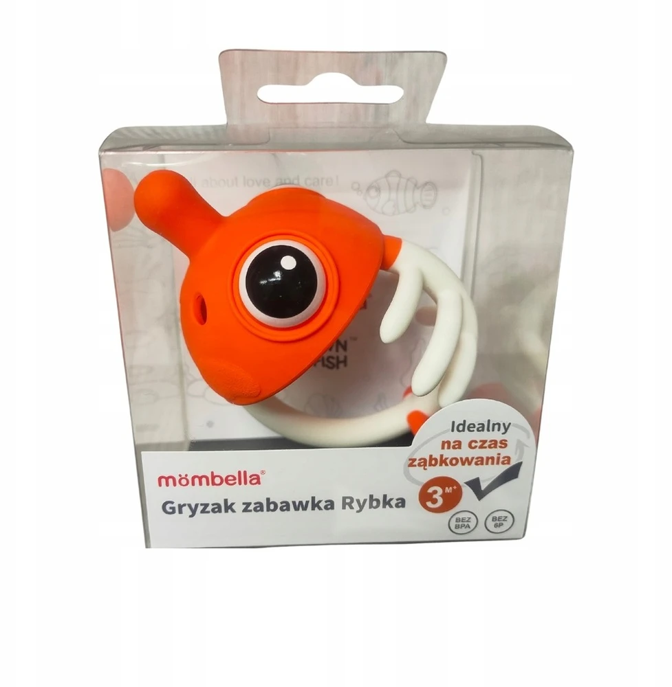 MOMBELLA Kūdikių nurijimo guminukas ramybes irkliukas silikoninis žuvytė 3 viename