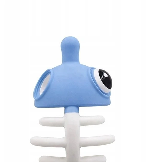 Mombella Rybka 3in1 dantų dygimo žaislas, mėlynas, 3M+ sensorinis žaislas