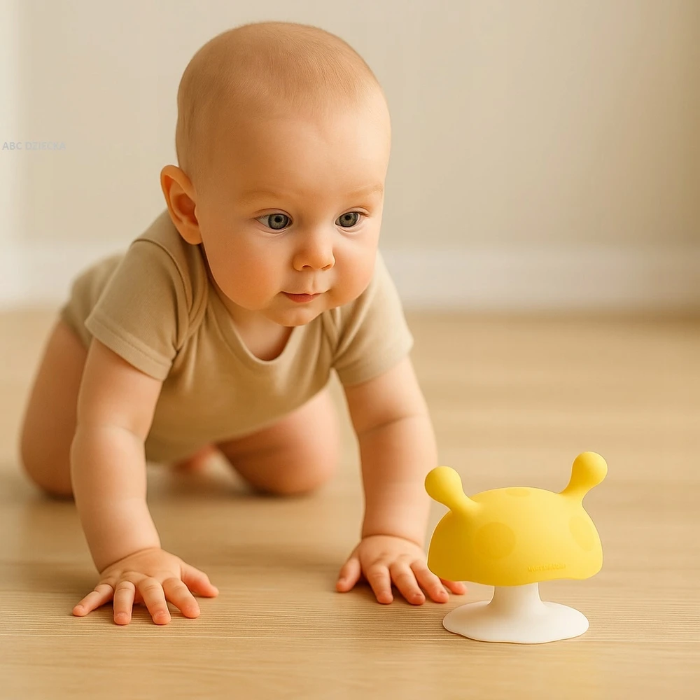 MOMBELLA TEETHER SOOTHING MSHROOM krūtų forma dantims geltona