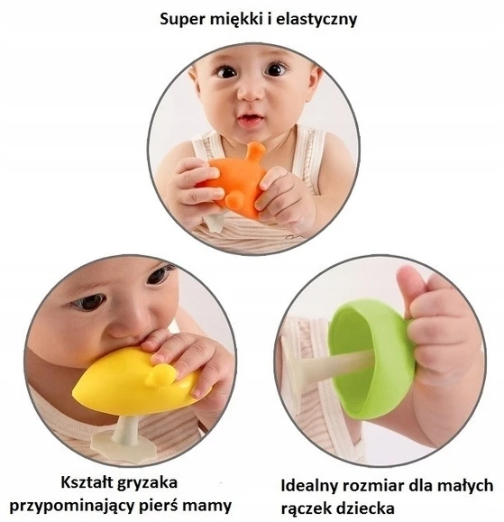 MOMBELLA TEETHER SOOTHING MSHROOM krūtų forma dantims geltona