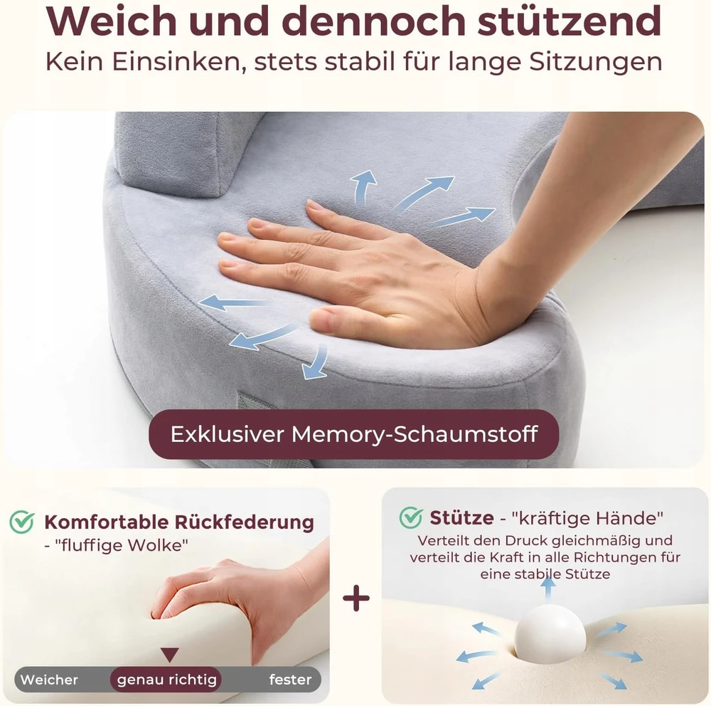 MOMCOZY Ergonomiška maitinimo pagalvė 57cm Atminties putos Reguliuojama