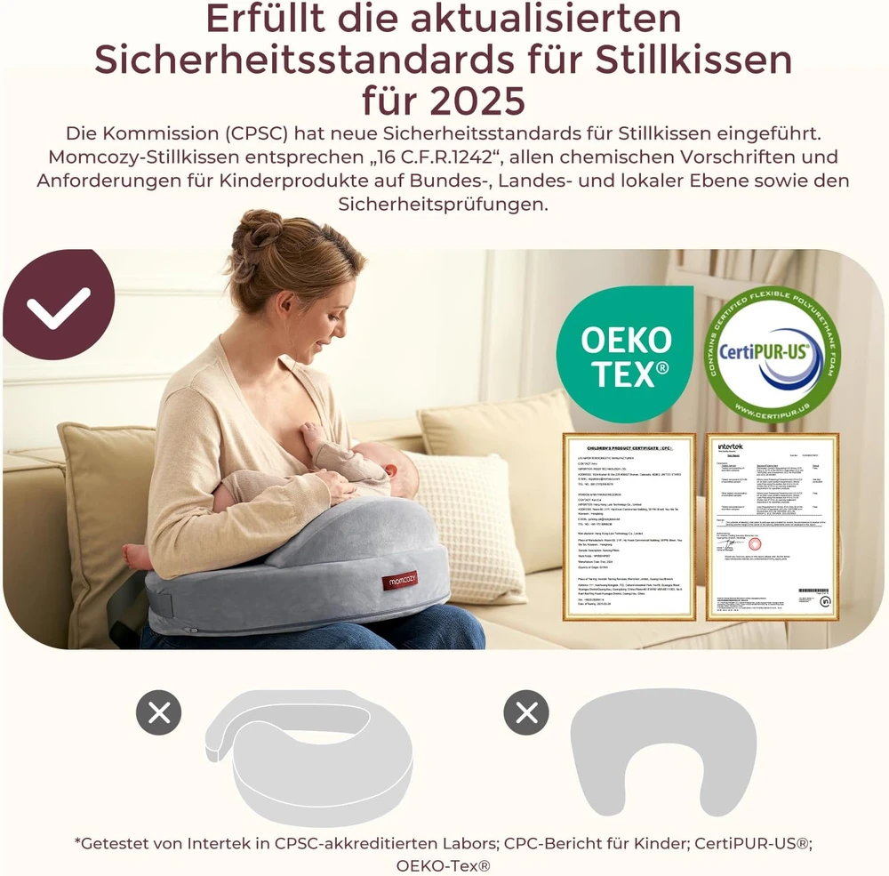 MOMCOZY Ergonomiška maitinimo pagalvė 57cm Atminties putos Reguliuojama