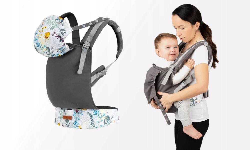 MoMi COLLET gėlių nešynė kūdikiui - 2in1 gobtuvas, 2 padėtys, iki 15kg
