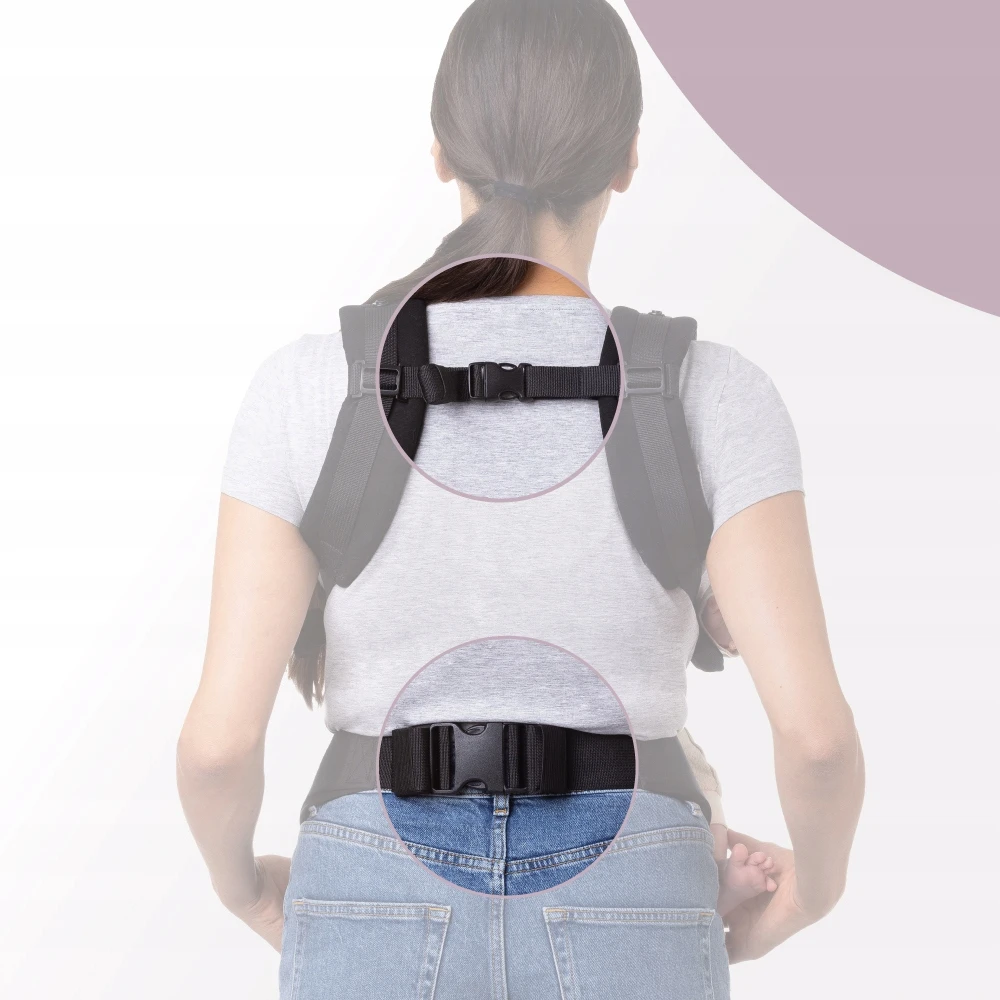 MoMi COLLET nešynė, juoda - 2in1 gobtuvas, 2 pozicijos, iki 15kg