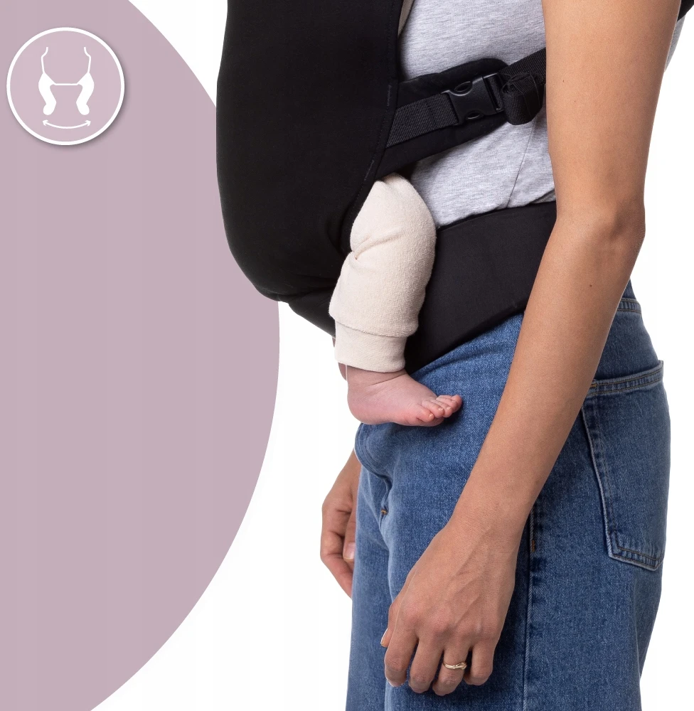 MoMi COLLET nešynė, juoda - 2in1 gobtuvas, 2 pozicijos, iki 15kg