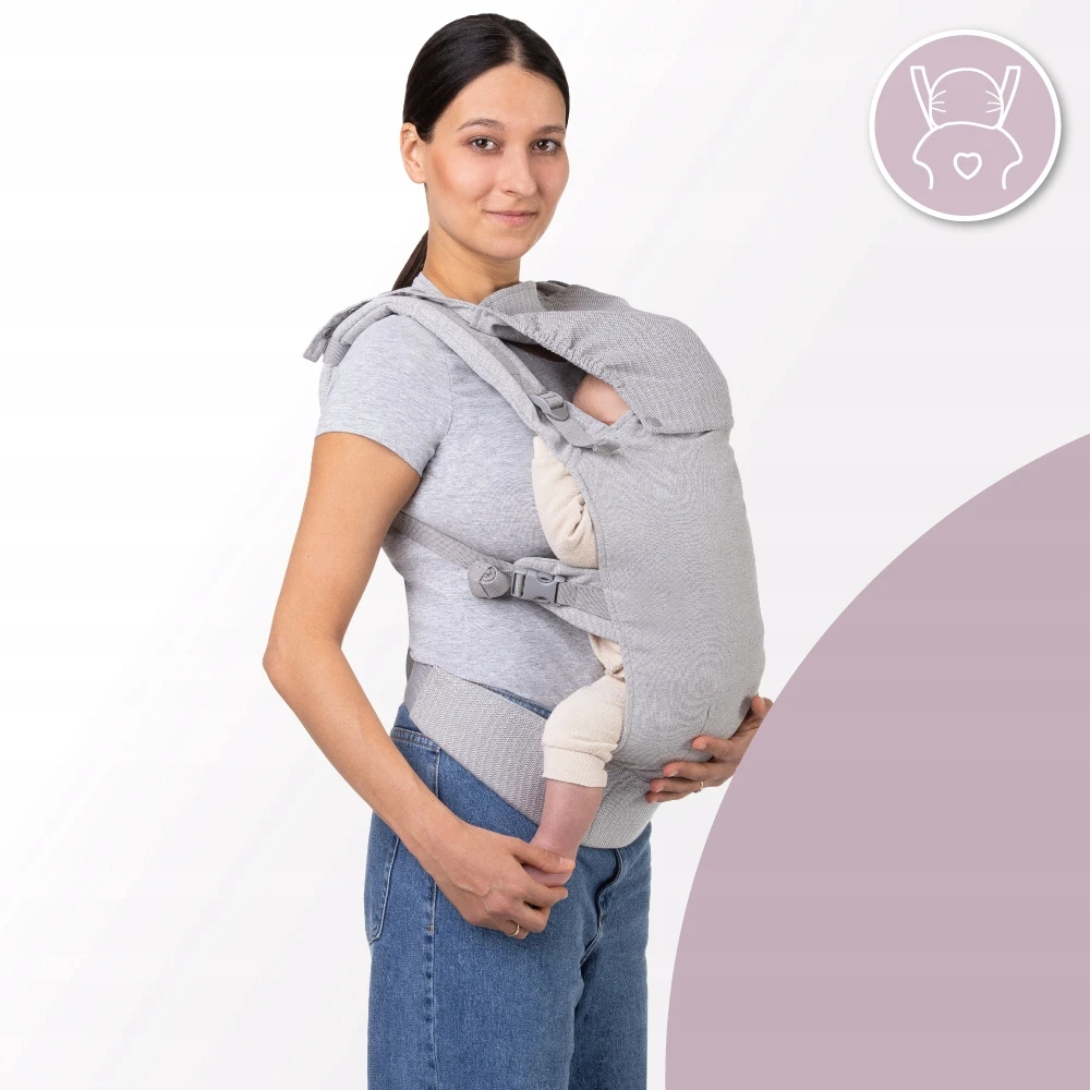 MoMi COLLET nešynė, pilka - 2in1 gobtuvas, 2 pozicijos, iki 15kg