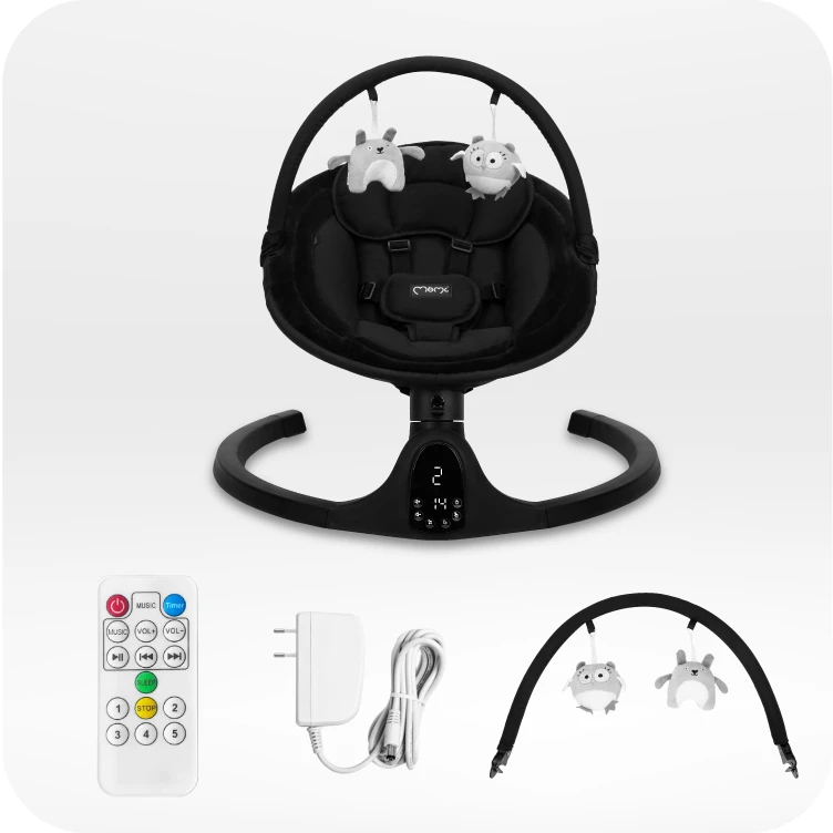 MoMi KENANI elektrinis rokeris, juodas - bouncer, melodijos, Bluetooth pultelis