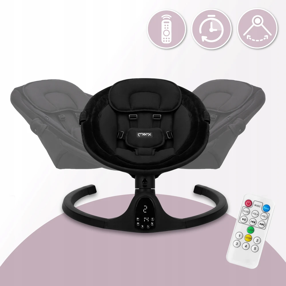 MoMi KENANI elektrinis rokeris, juodas - bouncer, melodijos, Bluetooth pultelis