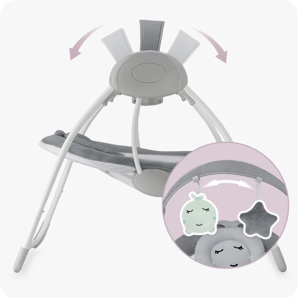 MoMi LISS elektrinė supama kėdė, pilka - bouncer, melodijos, vibracijos, žaislai