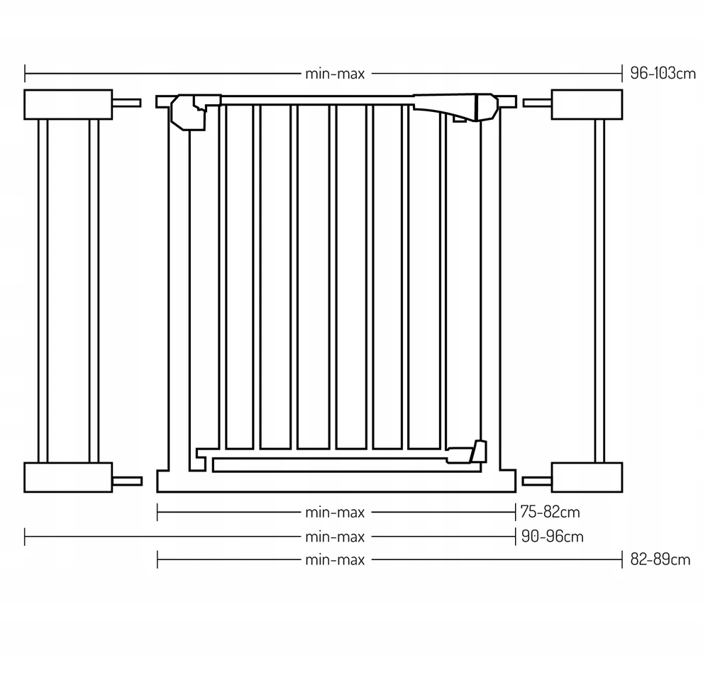 MoMi PAXI PLUS apsauginiai vartai, juodi - 75-103 cm, išsiplėtimo durys