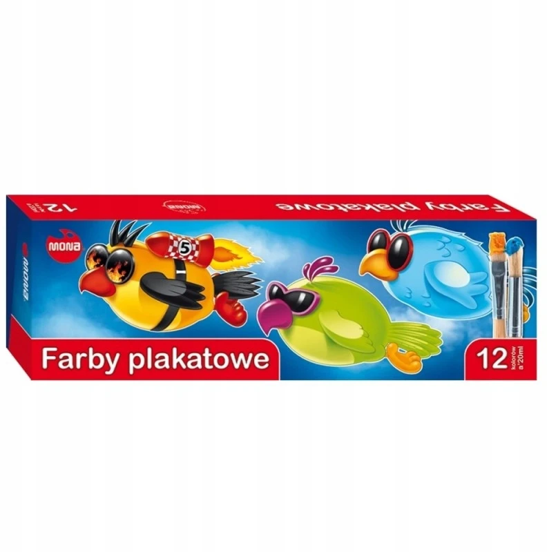 Lean School plakatų dažai, 12 spalvų, 20 ml, MONA