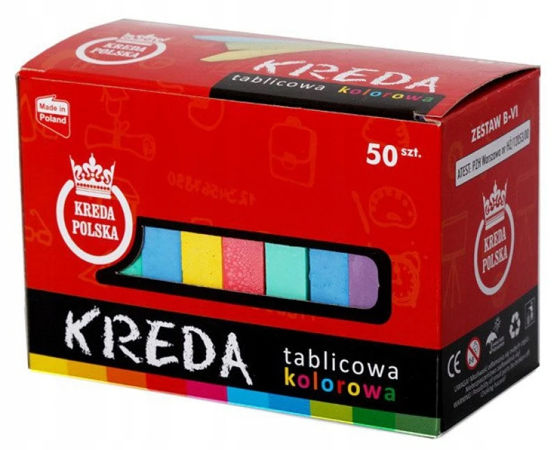 Mona SPALVOTA MOKYKLINĖ KREIDA LENTAI. SPALVINGA KREIDA