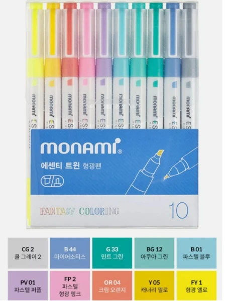 Monami Essenti Twin 10 spalvų žymekliai, Fantasy Coloring