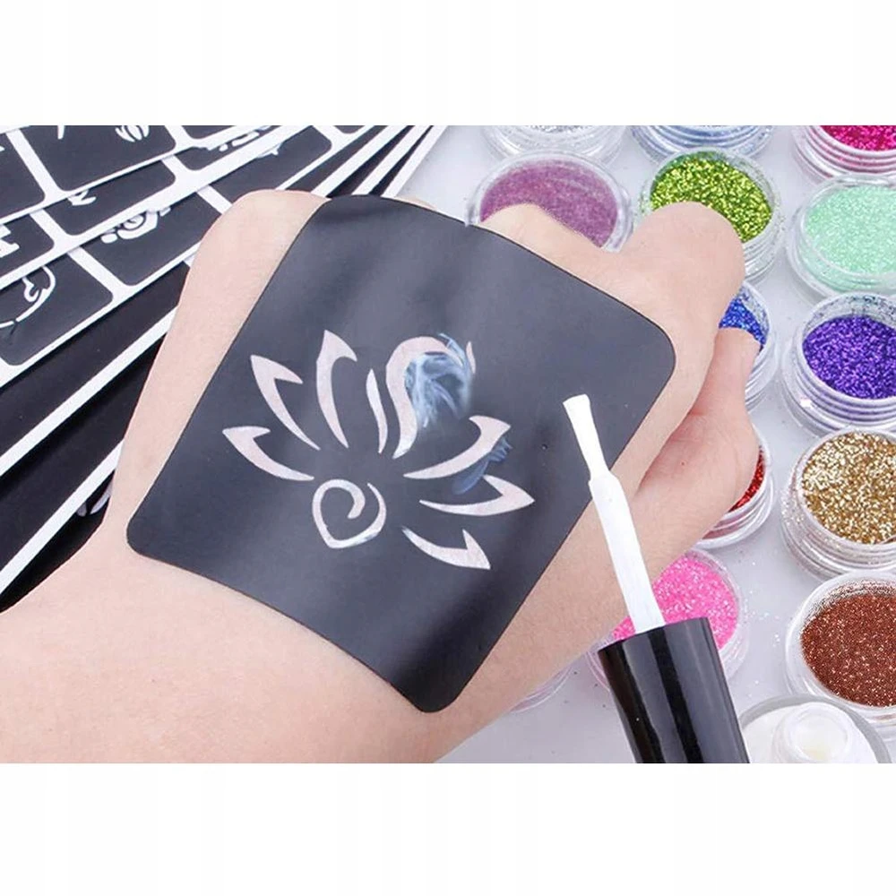 MonCouleur GLITTER TATTOO RINKINYS, PLAUNAMI GLITTER ŠABLONAI VAIKAMS