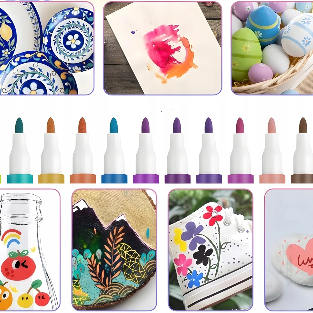 Moncouleur MARKERY AKRYLOWE PISAKI do KAMIENI UBRAŃ FLAMASTRY MAZAKI WODOODPORNE 36szt