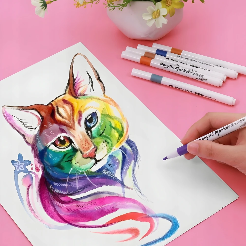 Moncouleur MARKERY AKRYLOWE Rinkinys 80 SZT Pisaki Flamastry WODOODPORNE Z FARBĄ MAZAKI