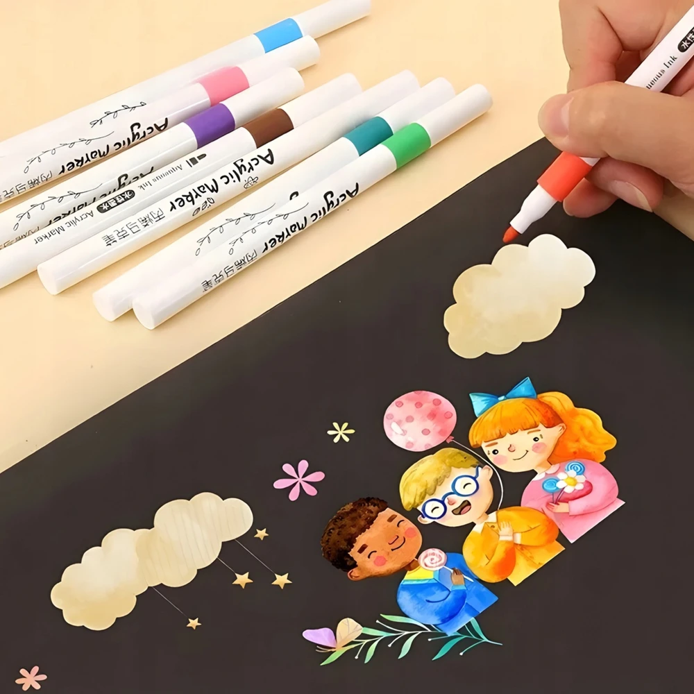 Moncouleur MARKERY AKRYLOWE Rinkinys 80 SZT Pisaki Flamastry WODOODPORNE Z FARBĄ MAZAKI